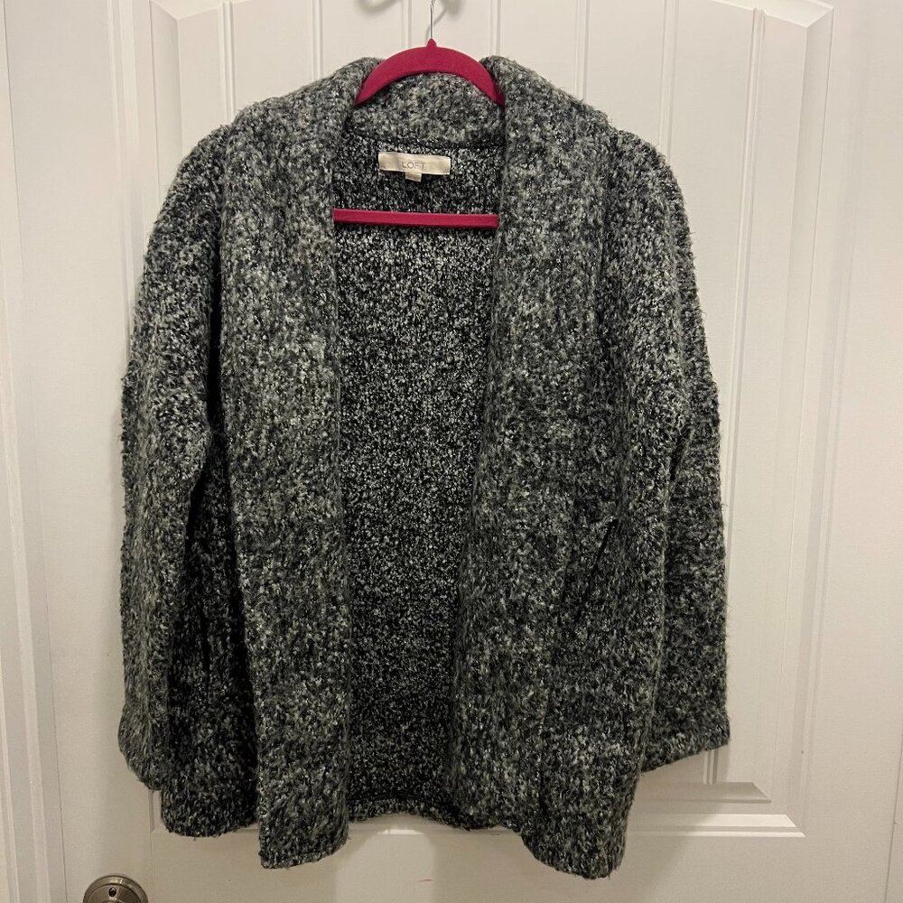 Loft Long Sleeve Open Front Shawl Lapel Wool Jacket Heather Gray XS/S